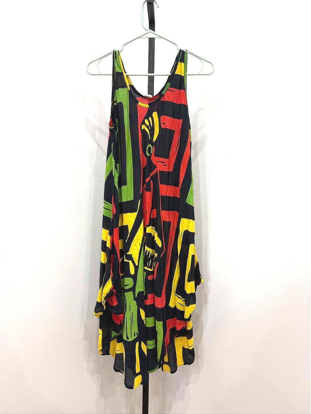 Seven Islands Large Island Spring Colorful Abstract Pattern Sleeveless Dress